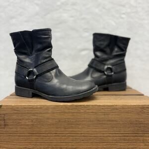 Born Estonia Black Leather Ankle Harness Moto Boots Womens Size 7M